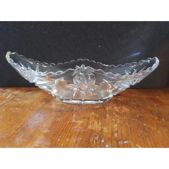 Vintage Anchor Hocking Star of David Clear Glass pickle relish celery Dish 9" - Picture 4 of 4